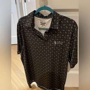 Black golf polo with blue pineapples. Worn once